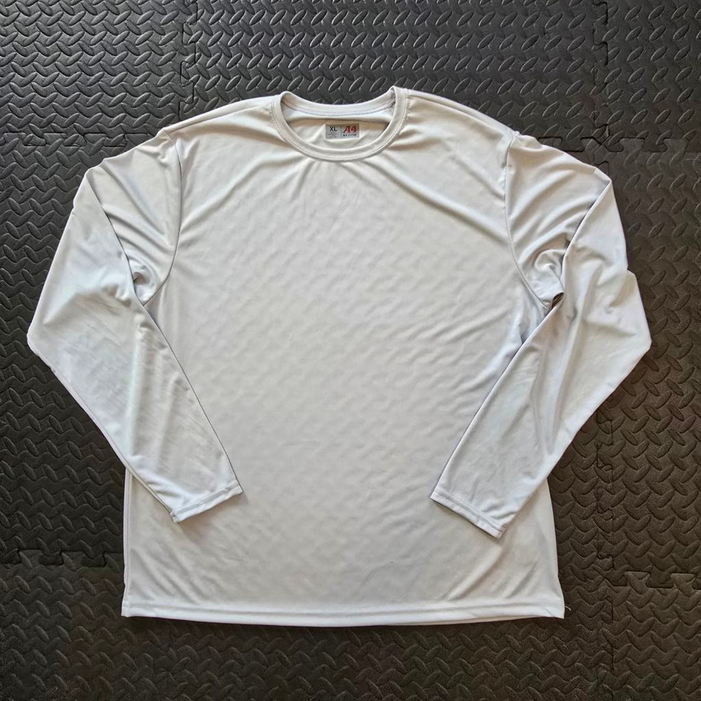 Men's A4 Light Gray Long Sleeve Tee Shirt XL